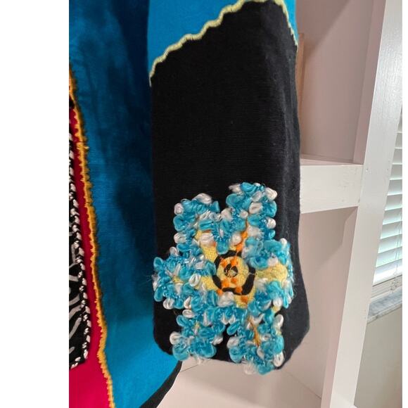 Indigo Moon Patchwork Jacket XL (16-18) Embroidered Art to Wear Boho - Picture 4 of 7